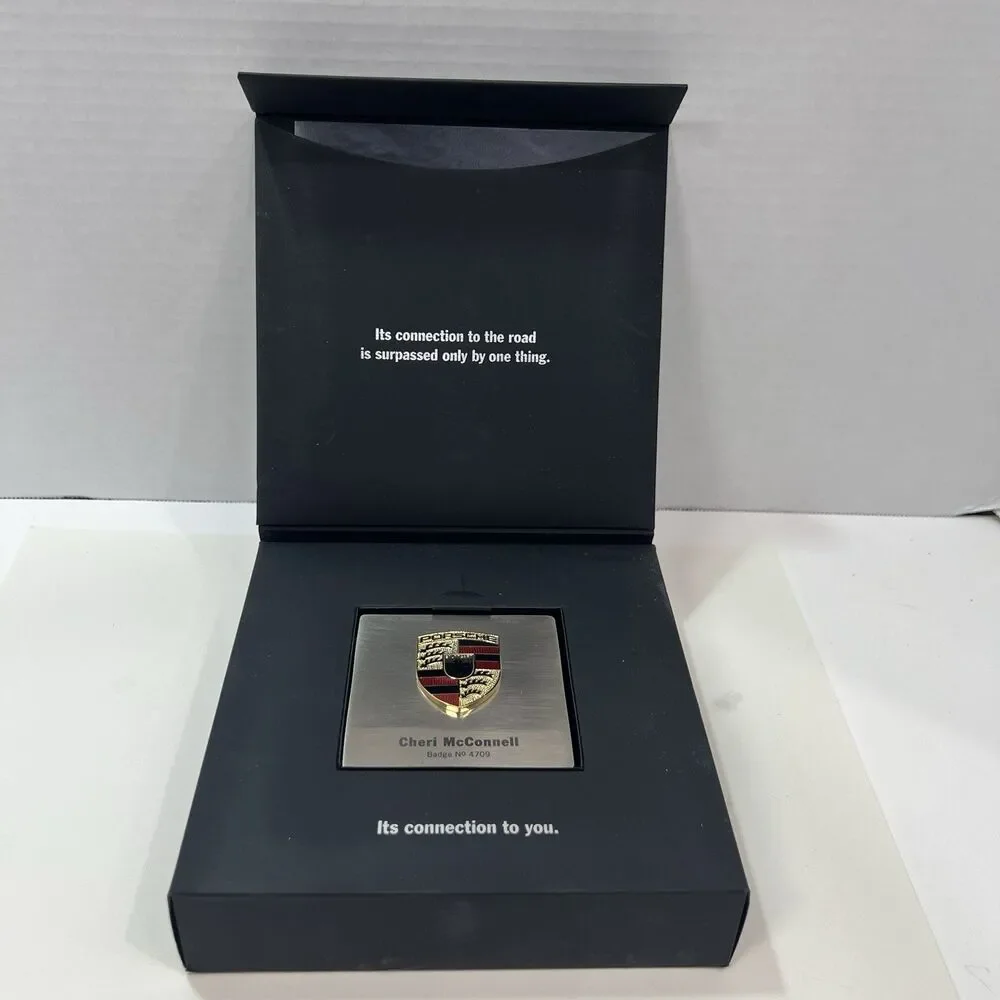 Official Porsche Family Welcome Crest Pylon Paperweight with Presentation Box